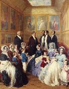 Franz Xaver Winterhalter, Queen Victoria and Prince Albert with the Family of King Louis Philippe at the Chateau D'Eu
